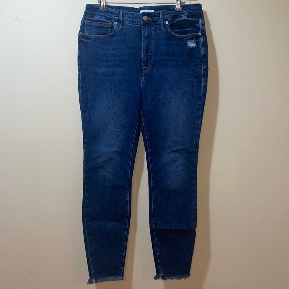 Womens Good American Raw Hem Skinny Jeans